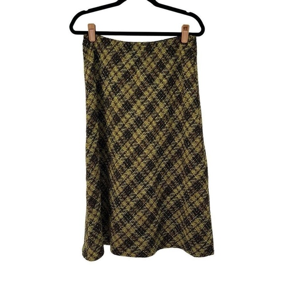 Vintage Green Black Heritage Plaid Midi Skirt - Picture 2 of 6